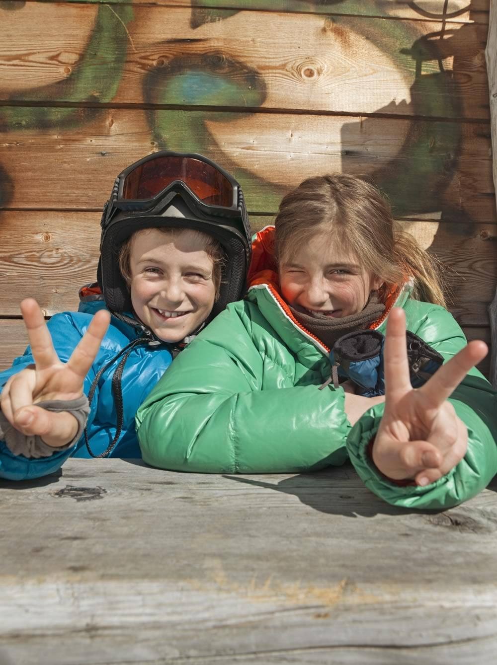 Having fun at the ski hut in Saalbach width=