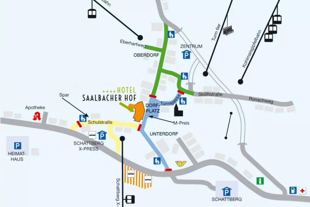 Map to Hotel Saalbacher Hof in Saalbach